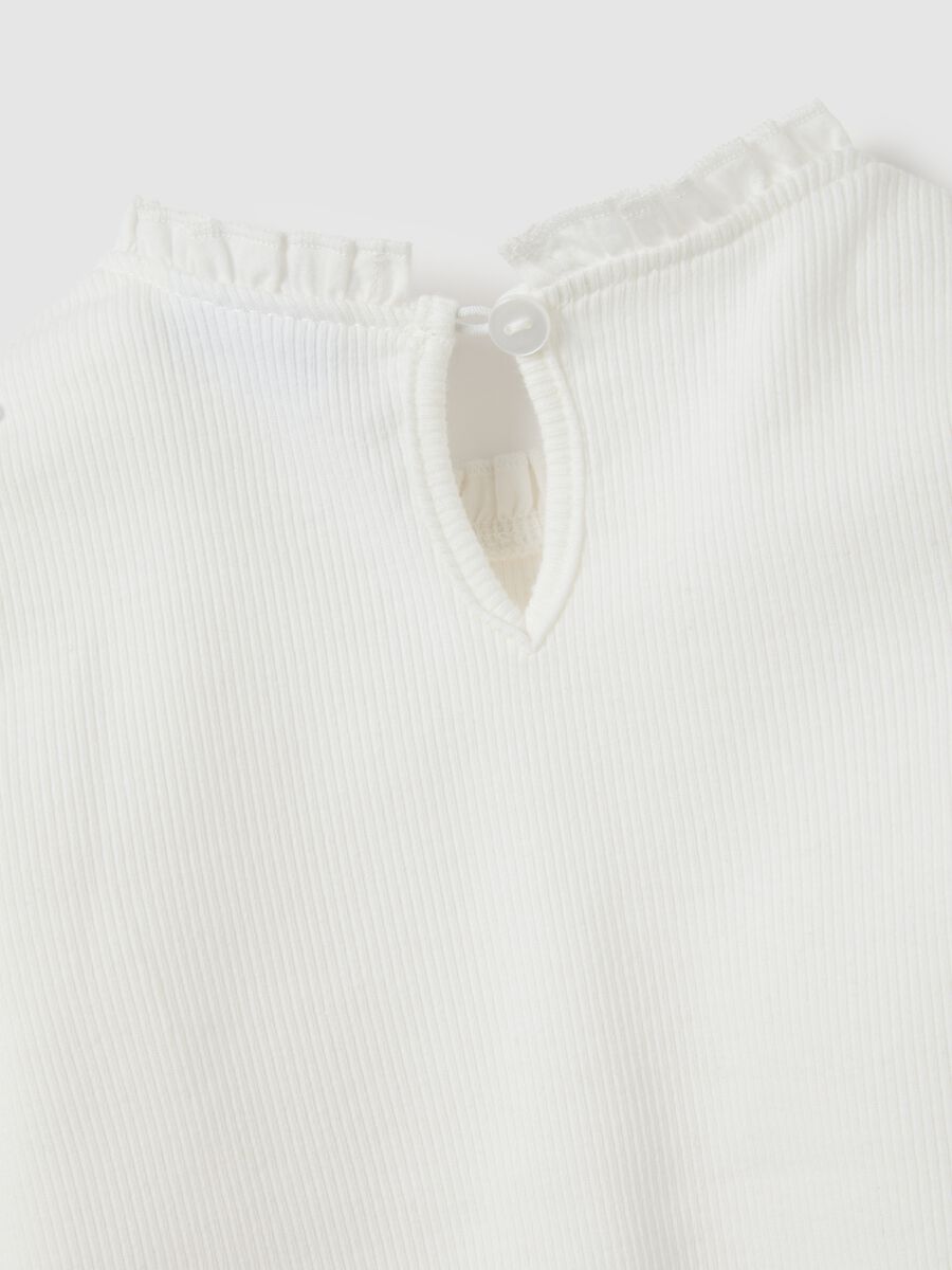 Maglietta da bambina in cotone elasticizzato bianca regular fit_3