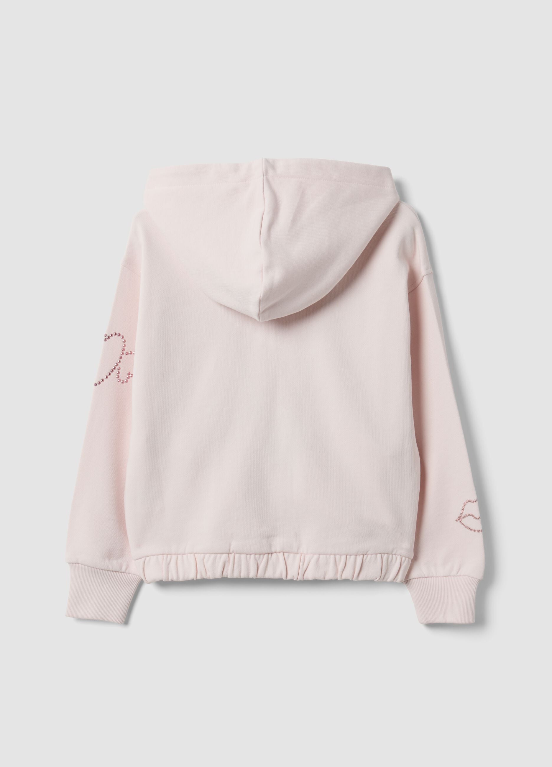 Felpa rosa crop in puro cotone con cappuccio per bambina