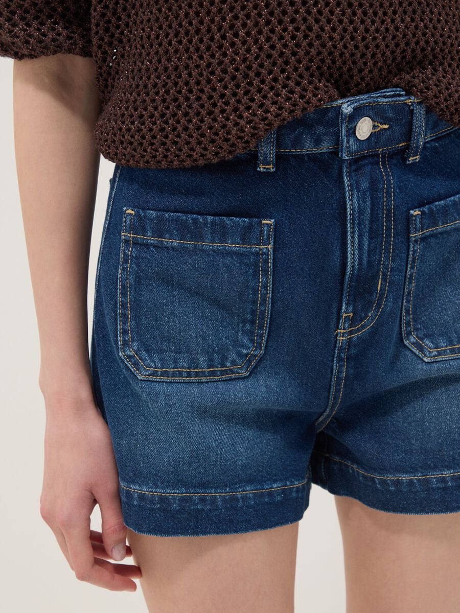 Blue denim Bermuda shorts in pure cotton_3
