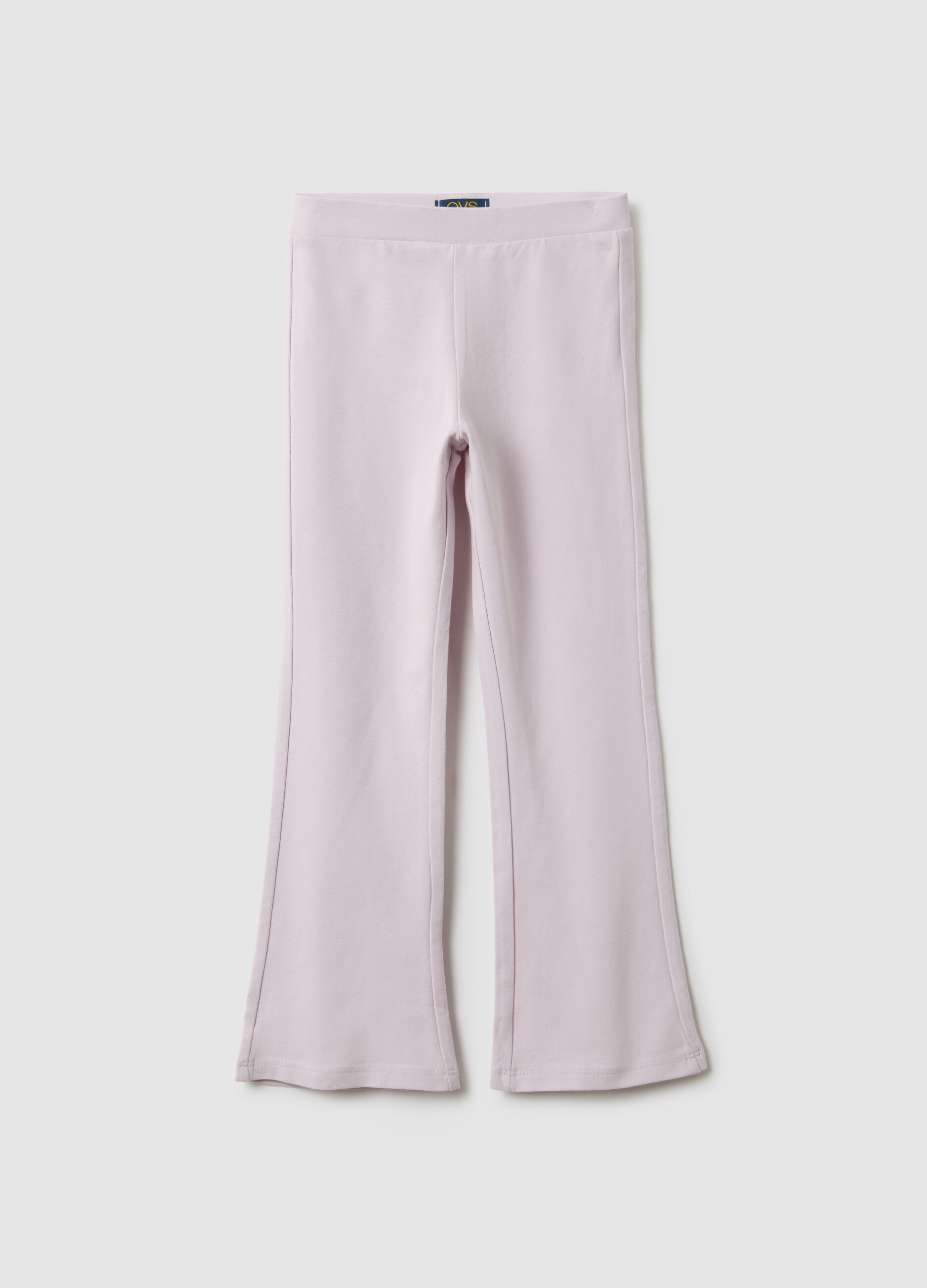 Pink stretchy cotton regular fit leggings for girls