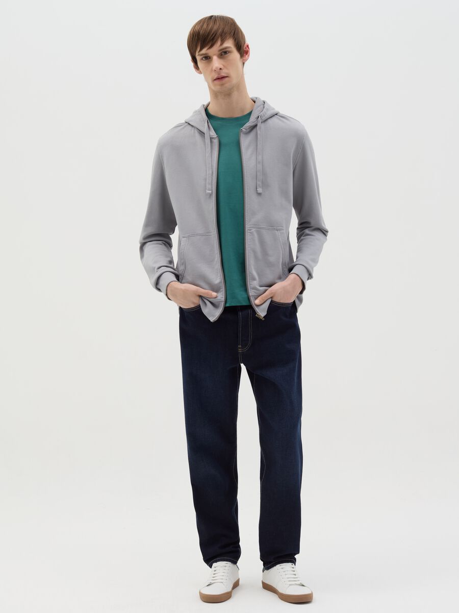 Full-zip sweatshirt in cotton with hood_1
