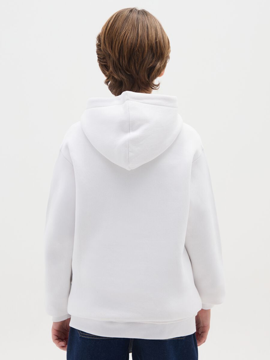 Children's white cotton blend sweatshirt, regular fit with print_1
