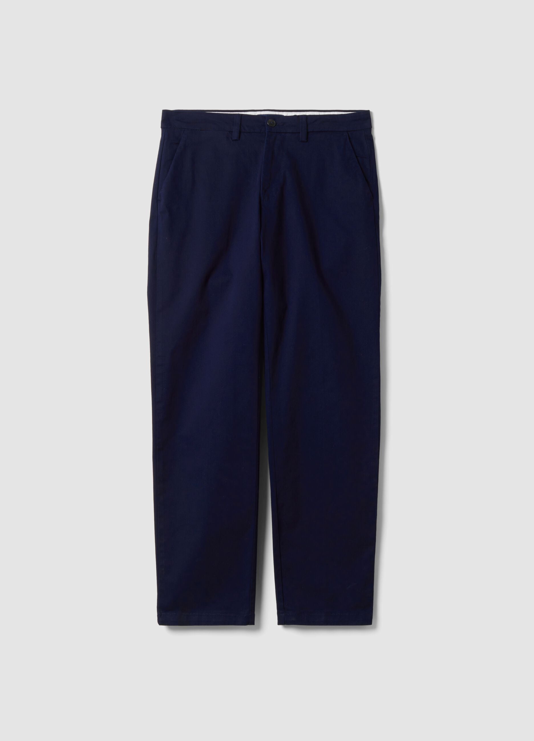 Blue regular-fit stretch cotton twill chino trousers
