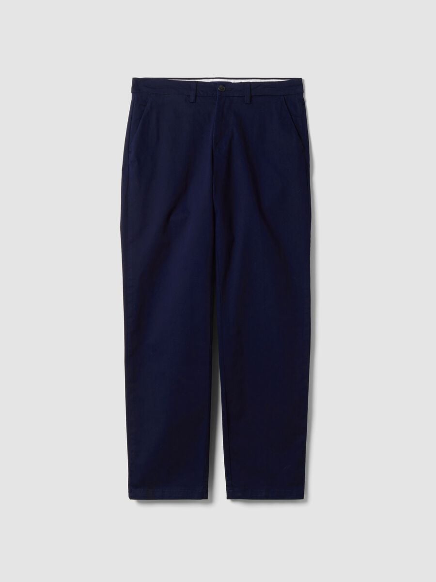 Pantaloni chino blu in twill di cotone elasticizzato regular fit_4