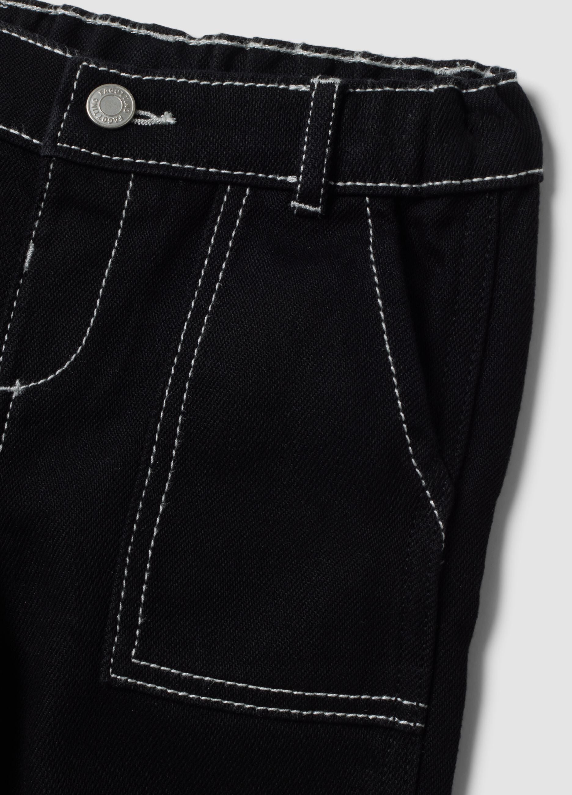 Black carpenter trousers in cotton-viscose blend, comfort fit, for baby boy