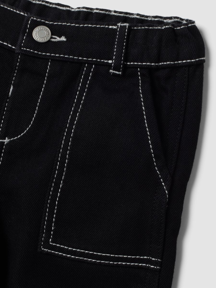 Pantaloni carpenter neri in misto cotone e viscosa comfort fit per bimbo_2