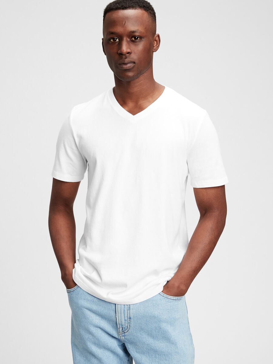 Cotton V-neck T-shirt_0