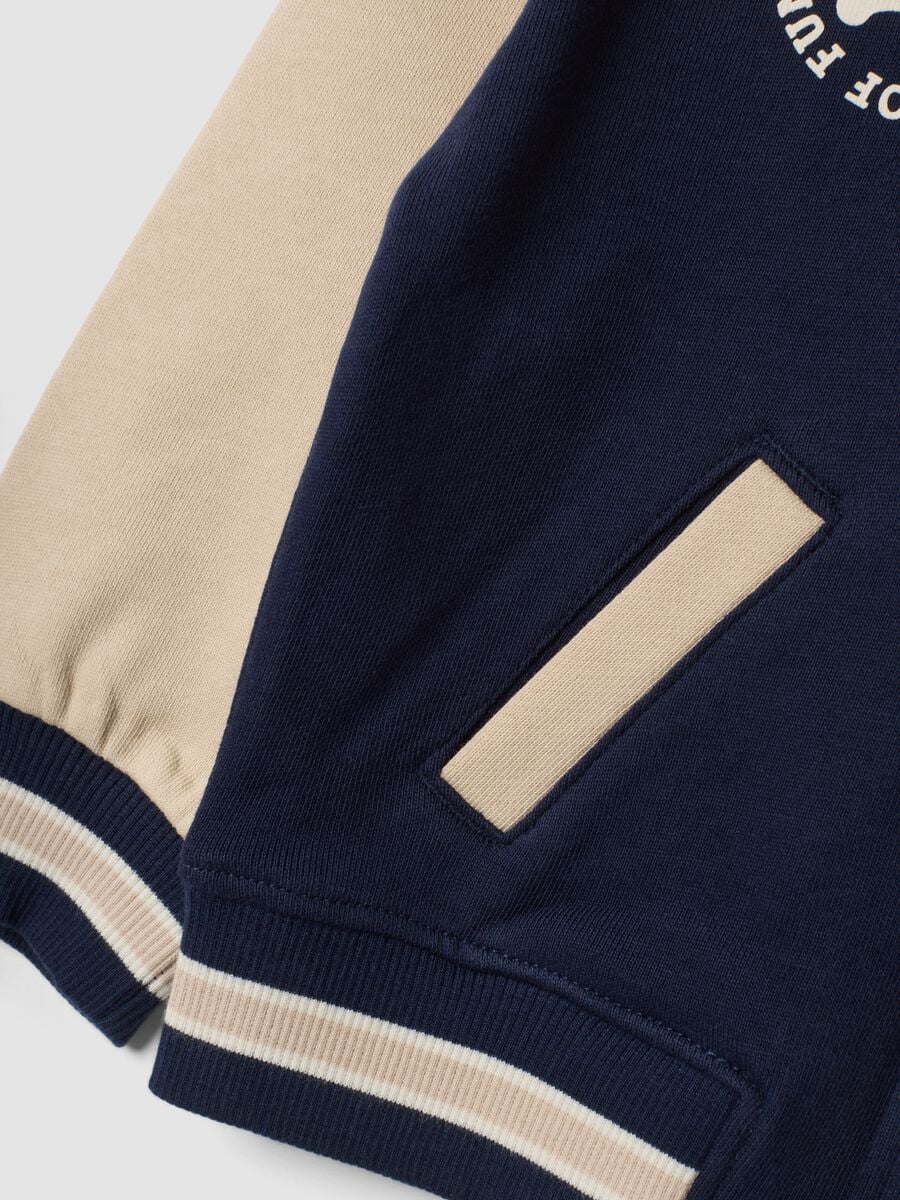 Felpa college blu navy in puro cotone regular fit_3