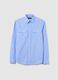 Men&rsquo;s light blue cotton and linen shirt in regular fit with pockets_4