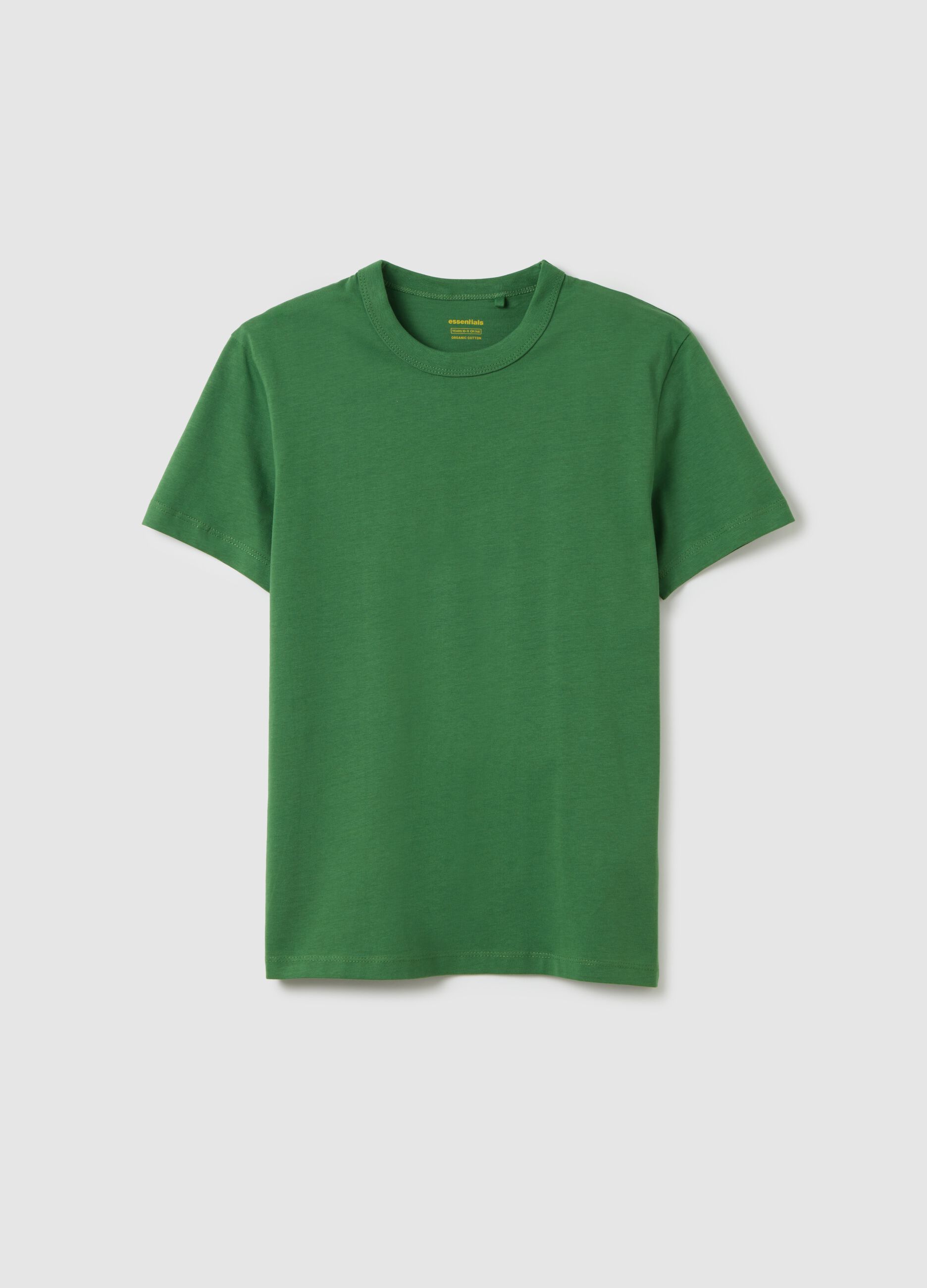 Green short-sleeve cotton T-shirt for boys