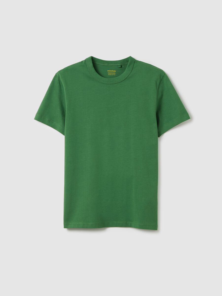 Green short-sleeve cotton T-shirt for boys_0