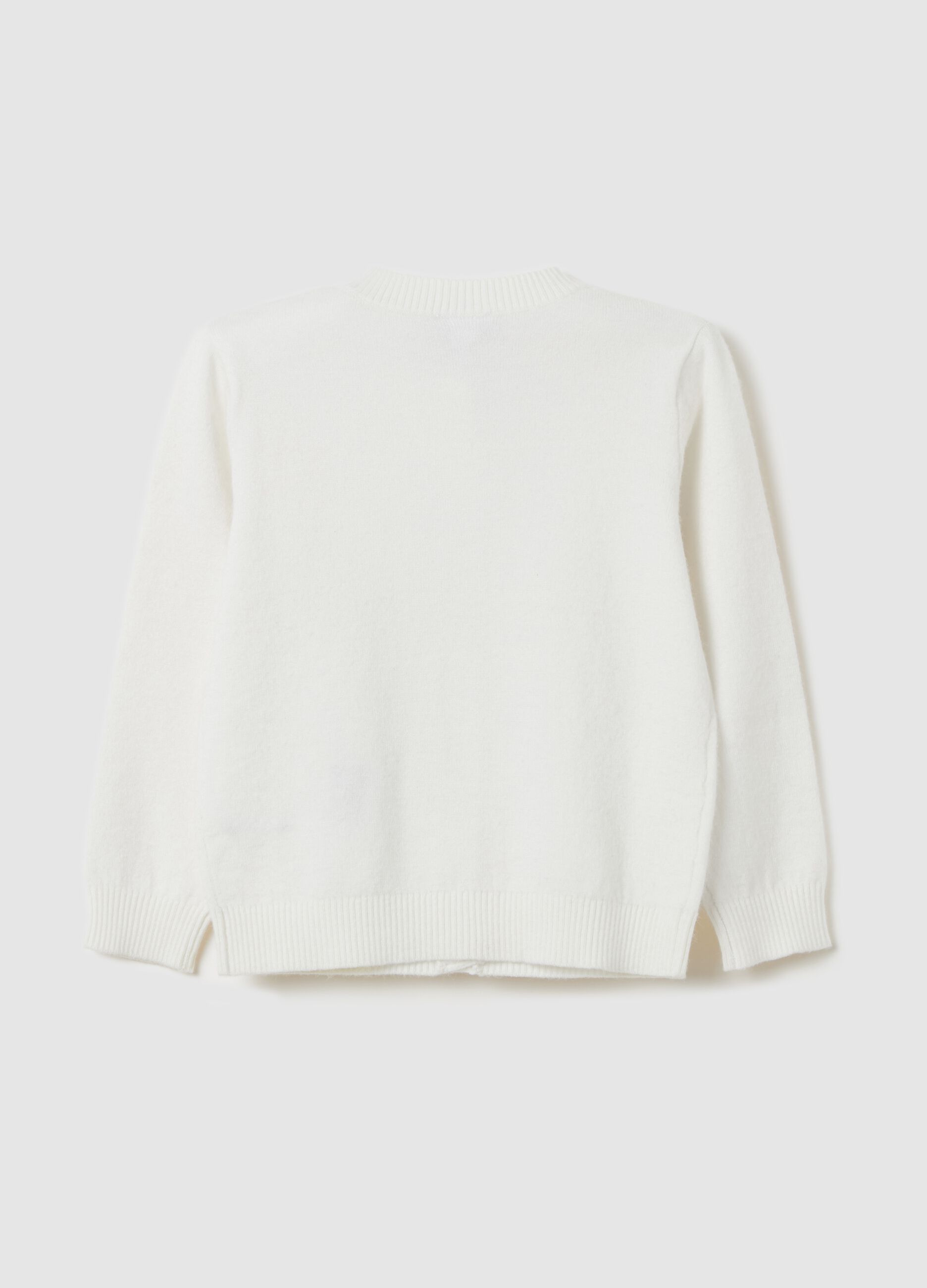 Cardigan with round neck and applications