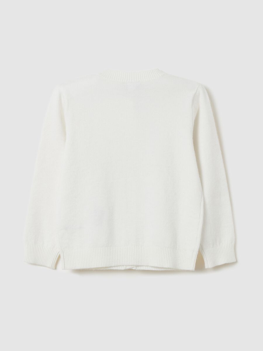 Cardigan with round neck and applications_1