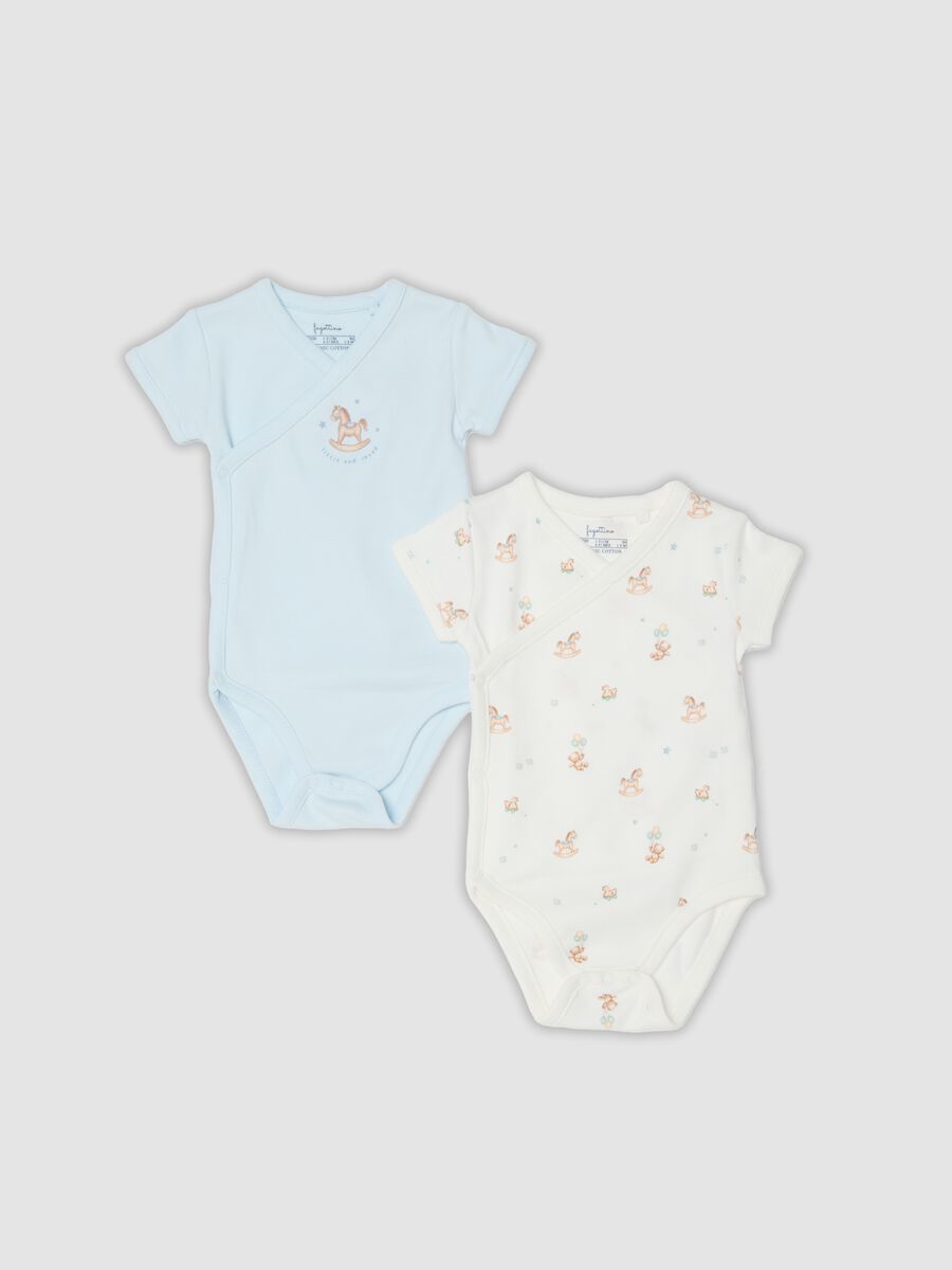 Bipack di body multicolor in puro cotone organico con stampa per neonato_0