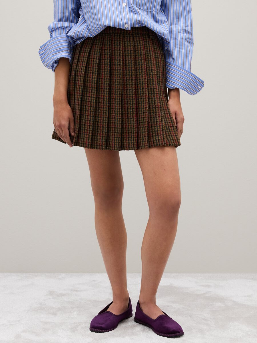 Brown wool-blend pleated skirt_1