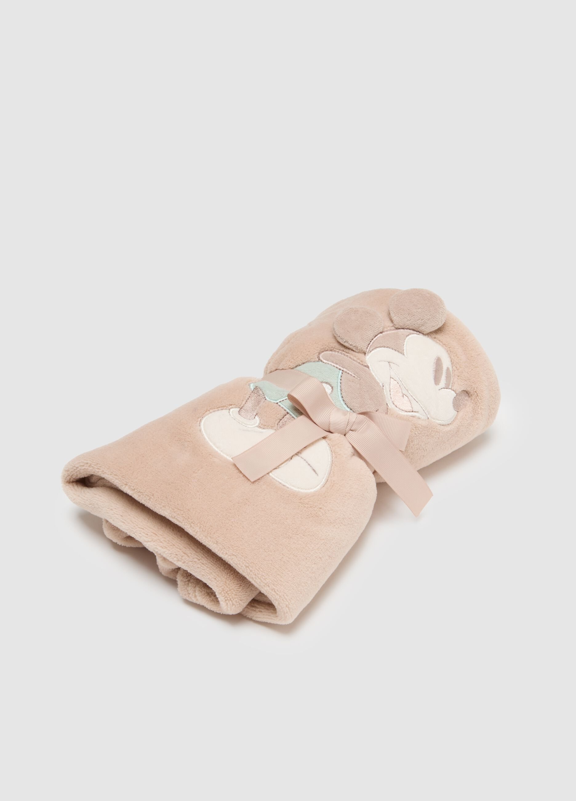 Beige baby blanket with Mickey Mouse embroidery
