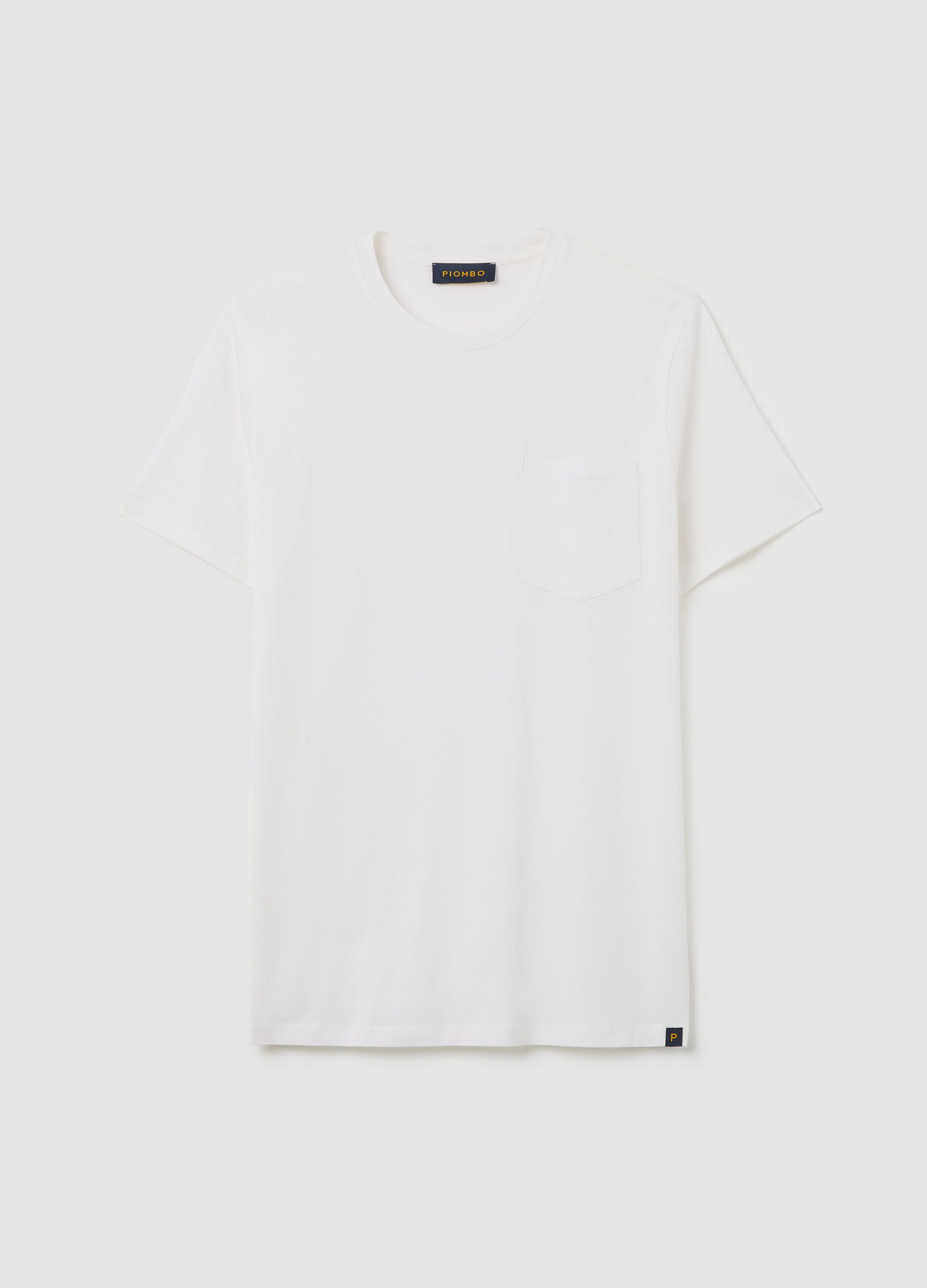 T-shirt da uomo in puro cotone Supima bianco regular fit con tasca sul petto