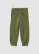 Children's green regular fit jogger trousers in pure cotton_0
