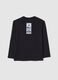 Boy's oversize fit pure cotton black sweater with round neckline_4