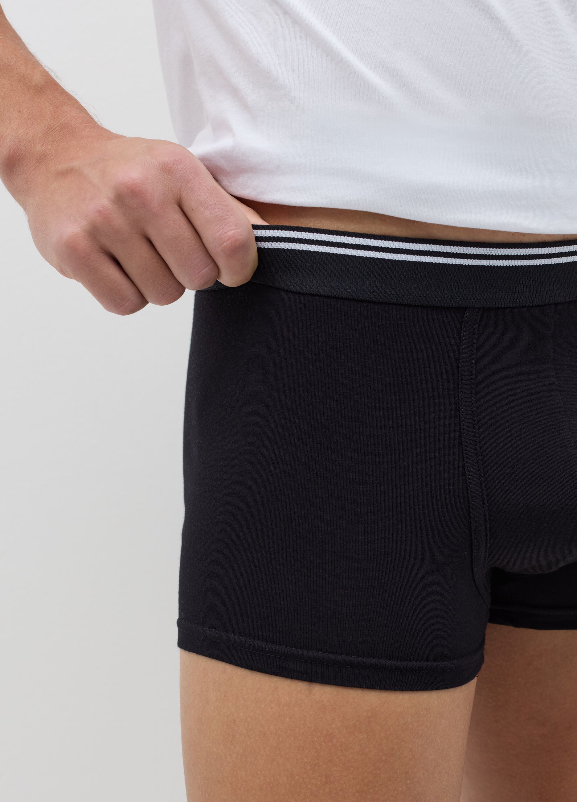 Three-pack boxer shorts in stretch cotton with striped detail