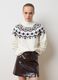 White Vulcan Neck Jumper Regular Fit with Jacquard Patterns_2