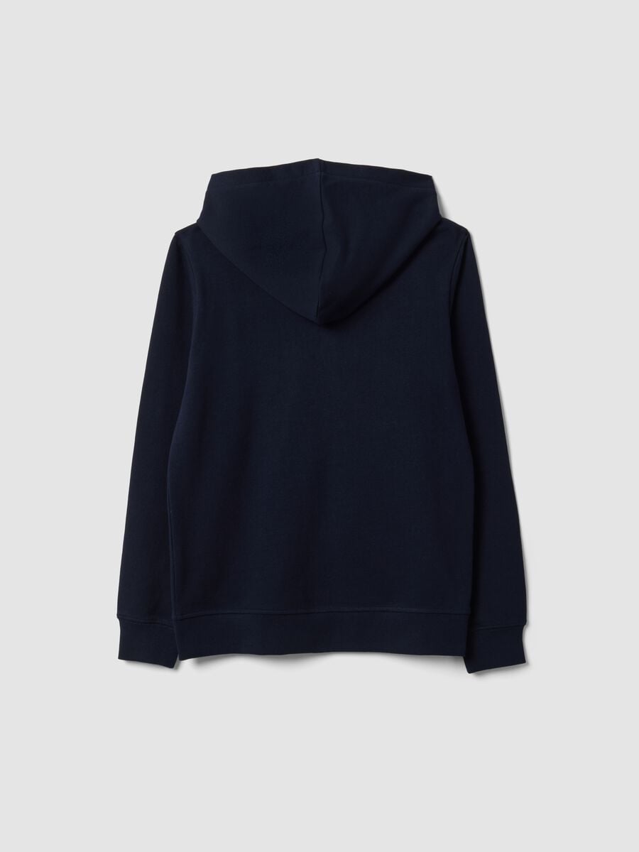 Blue hooded sweatshirt in pure organic cotton, regular fit for boys_1