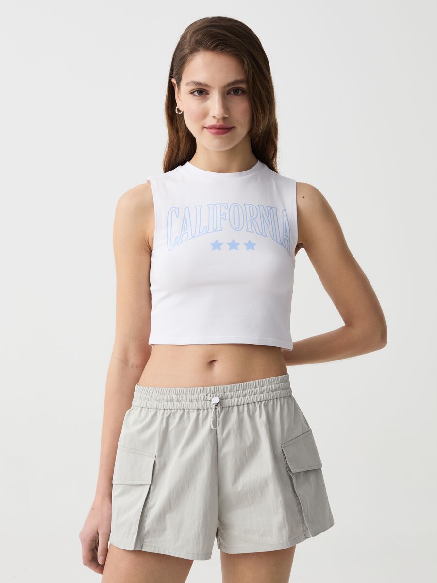 Crop top in stretch cotton_0