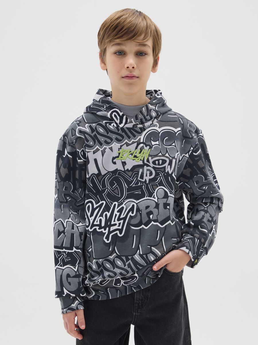 Grey cotton blend regular fit boys' sweatshirt_0