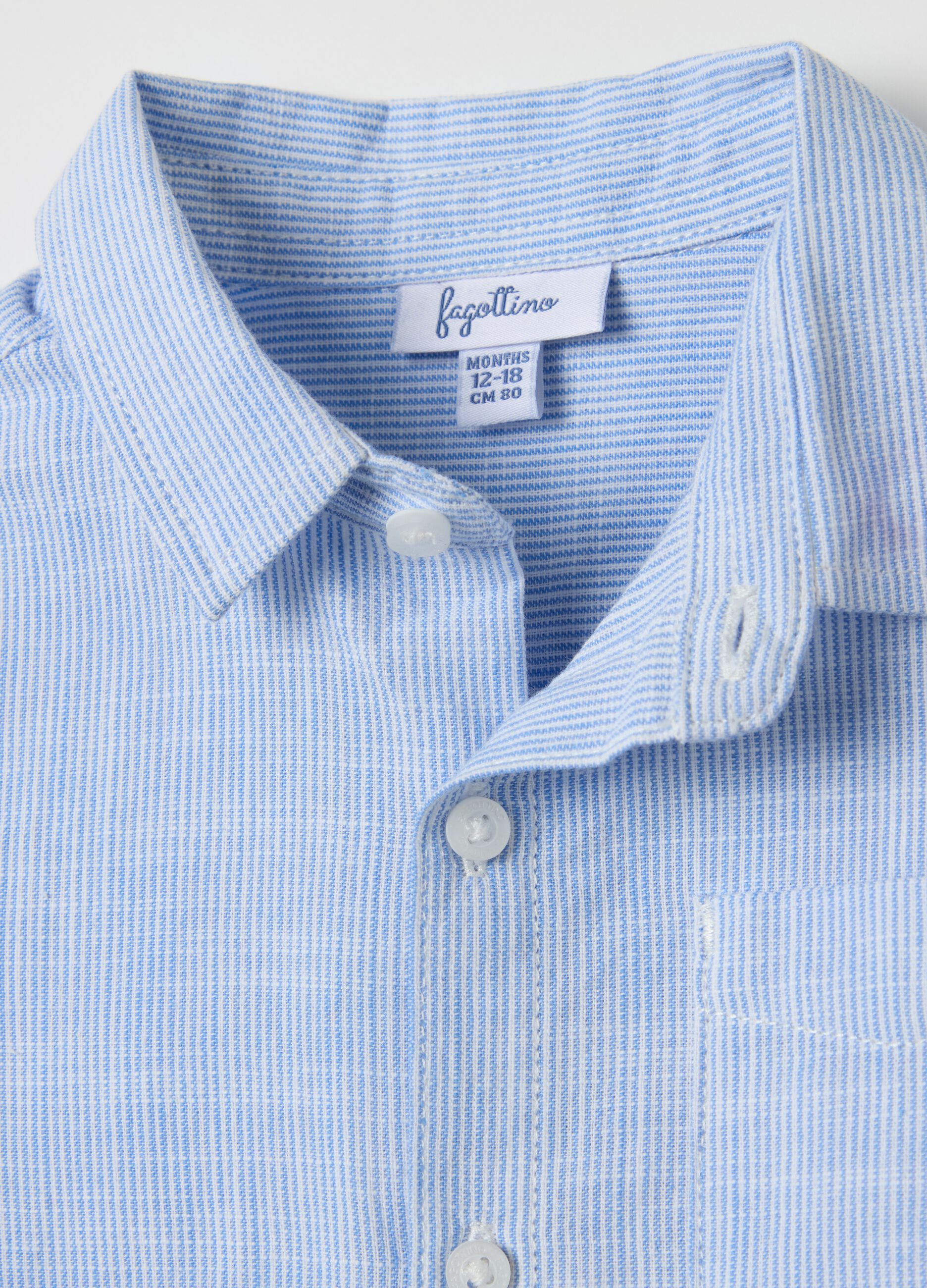 Camicia in cotone a righe con tasca 