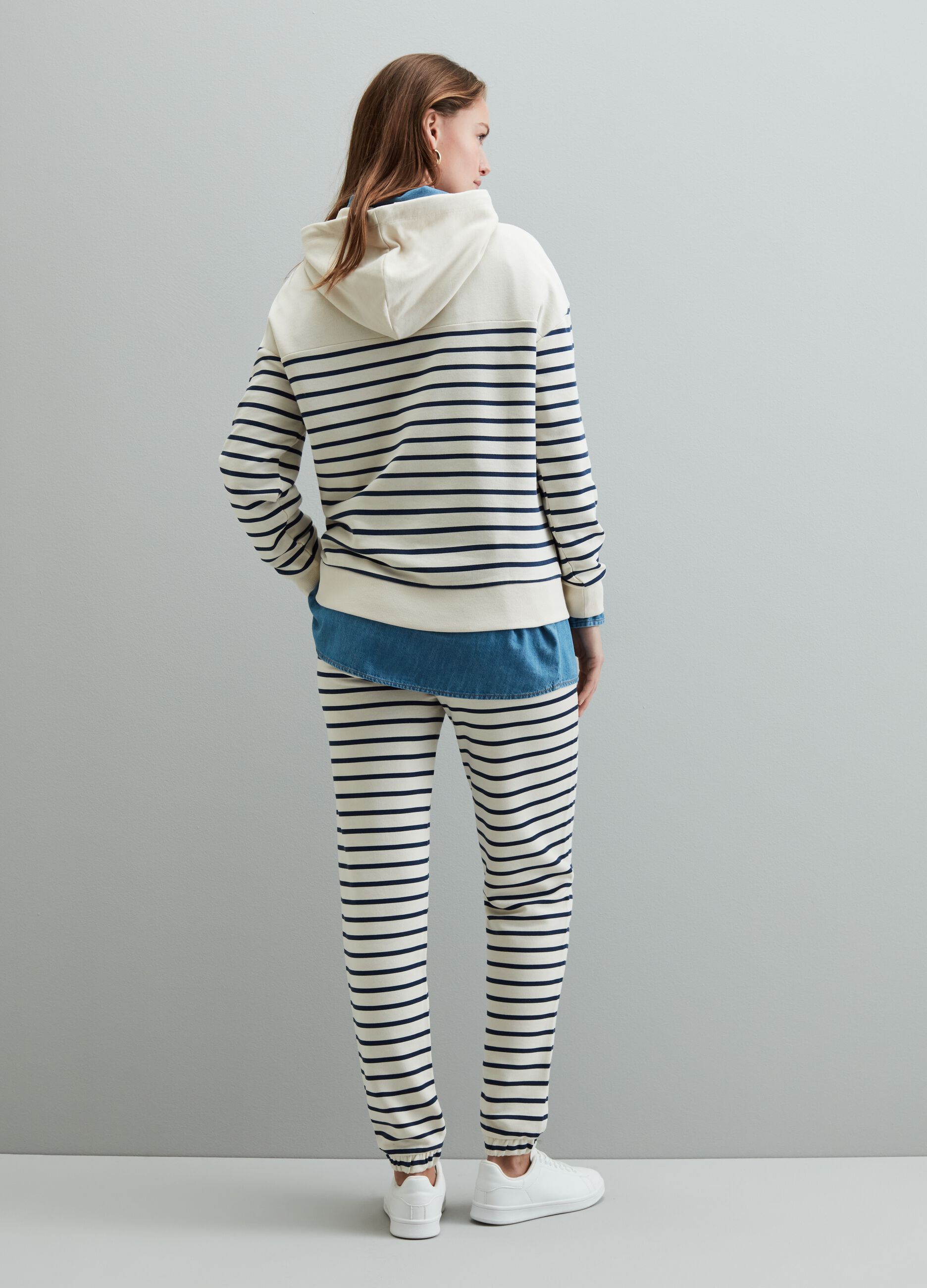 Fleece joggers with striped pattern