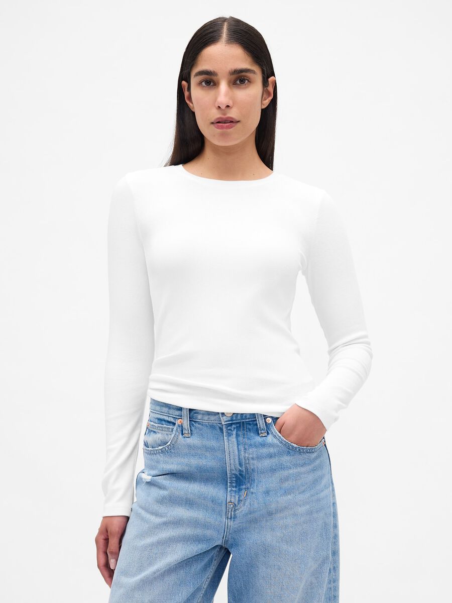 Long-sleeve white stretch shirt_0