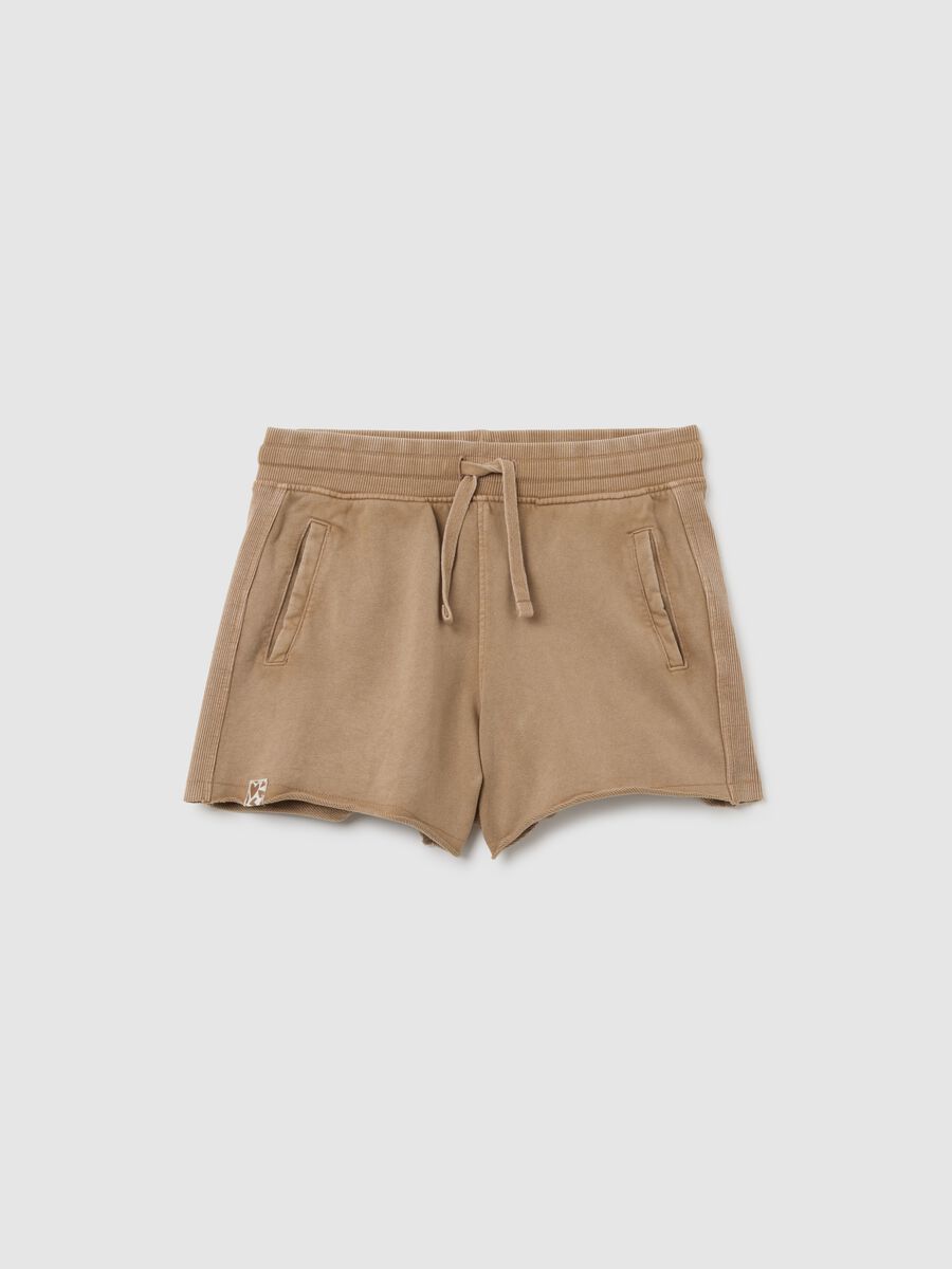 Shorts da ragazze in puro cotone marroni regular fit_0