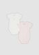 Two-pack of pink and white organic cotton short-sleeve bodysuits for baby girls_0