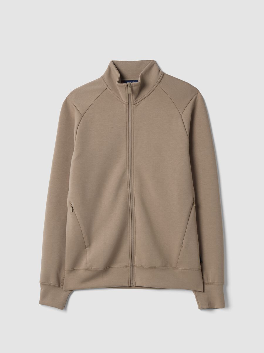 Full-zip beige con colletto in tessuto elasticizzato Easy Dry regular fit_4