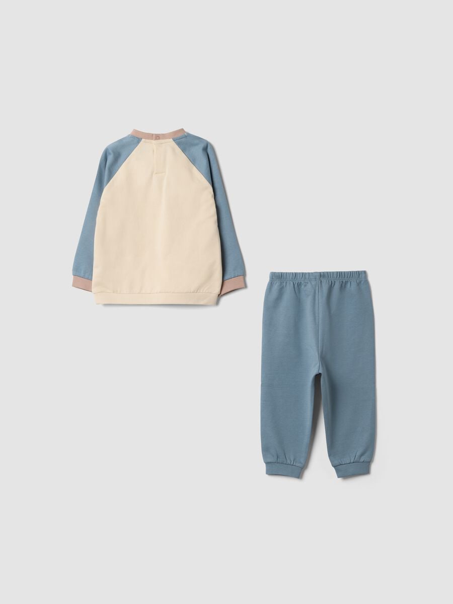 Light blue crew-neck pyjamas in pure organic cotton_1