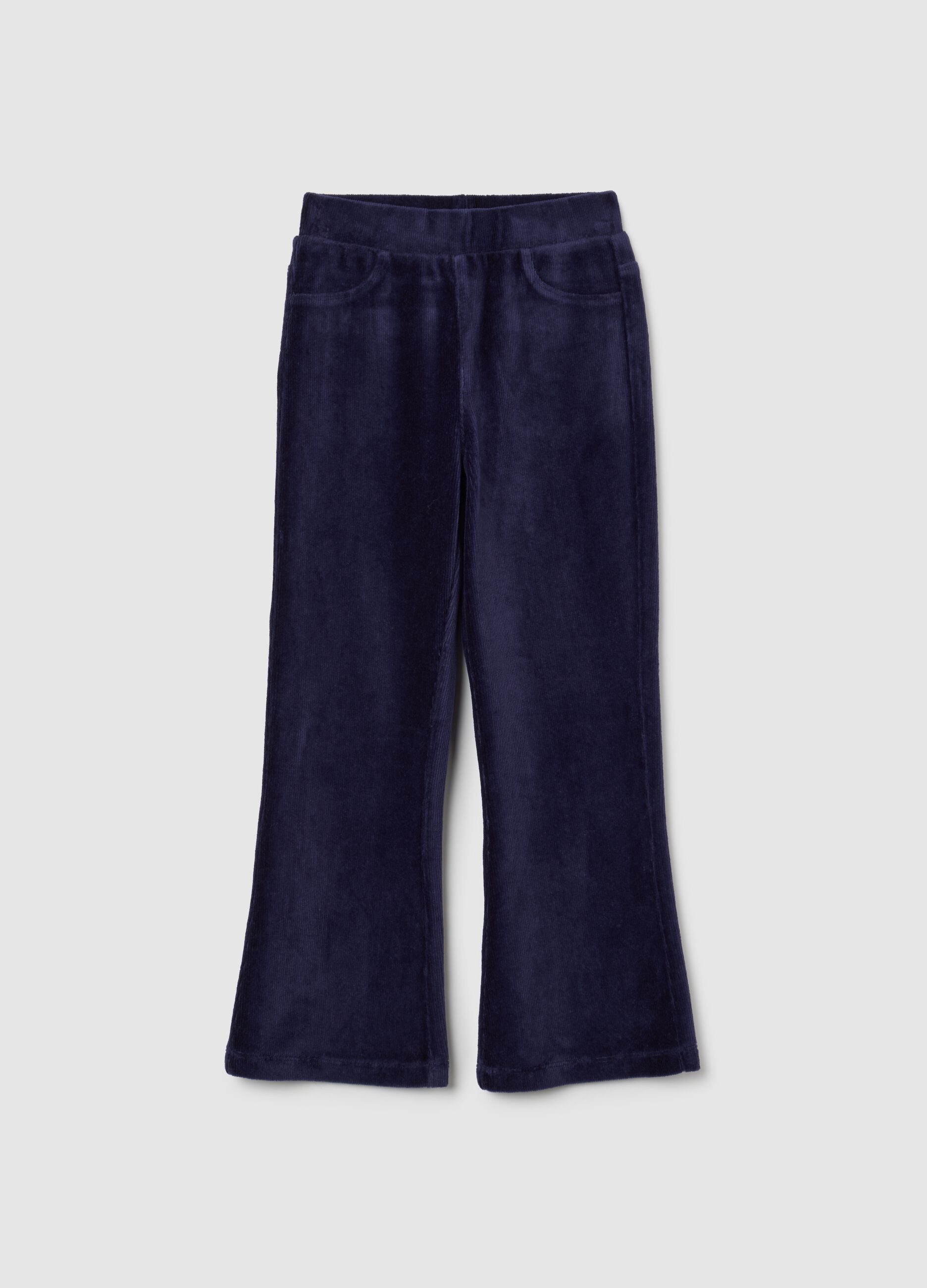 Girls' Cotton Blend Blue Flare Trousers
