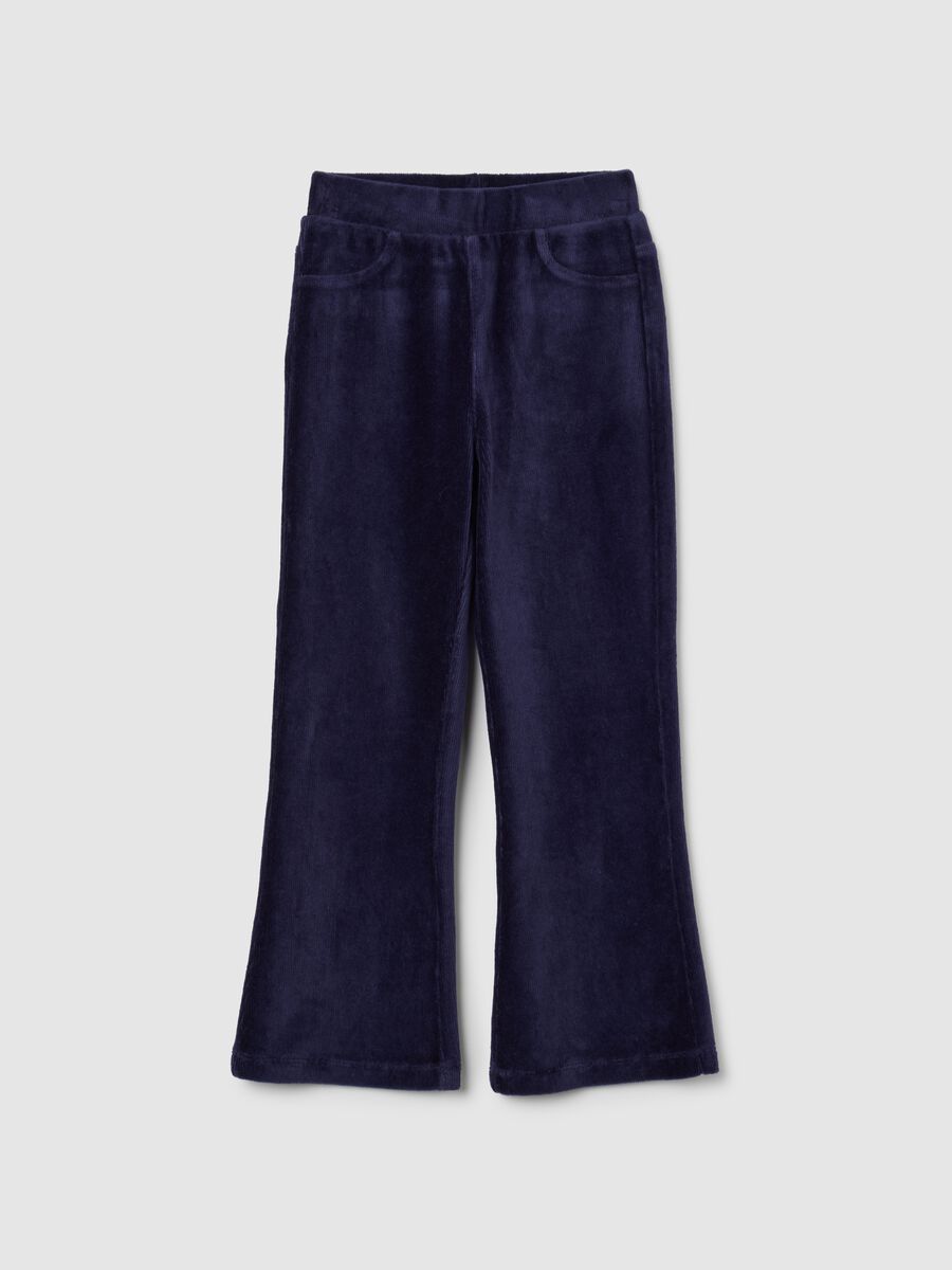 Girls' Cotton Blend Blue Flare Trousers_0