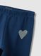 Girls' Slim Fit Blue Stretch Cotton Leggings with Heart_2