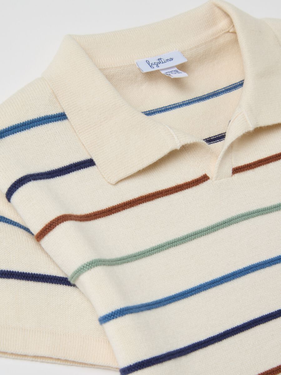Cotton polo shirt with striped design_2