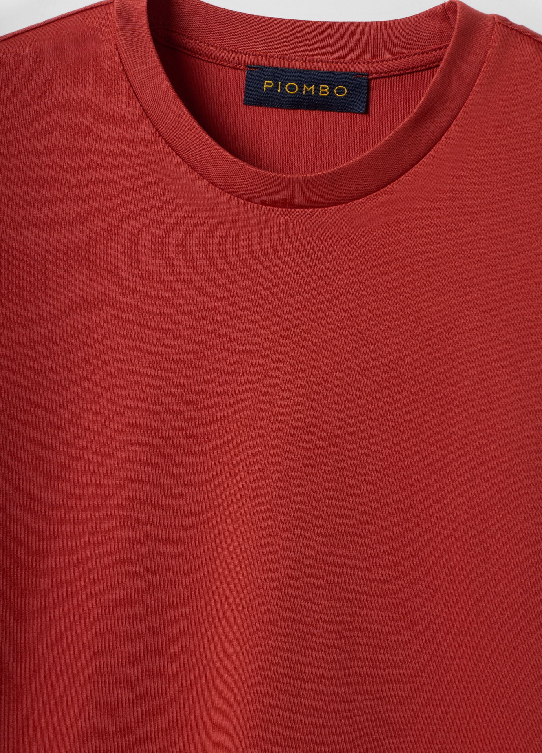 Red Supima cotton crew-neck T-shirt, regular fit