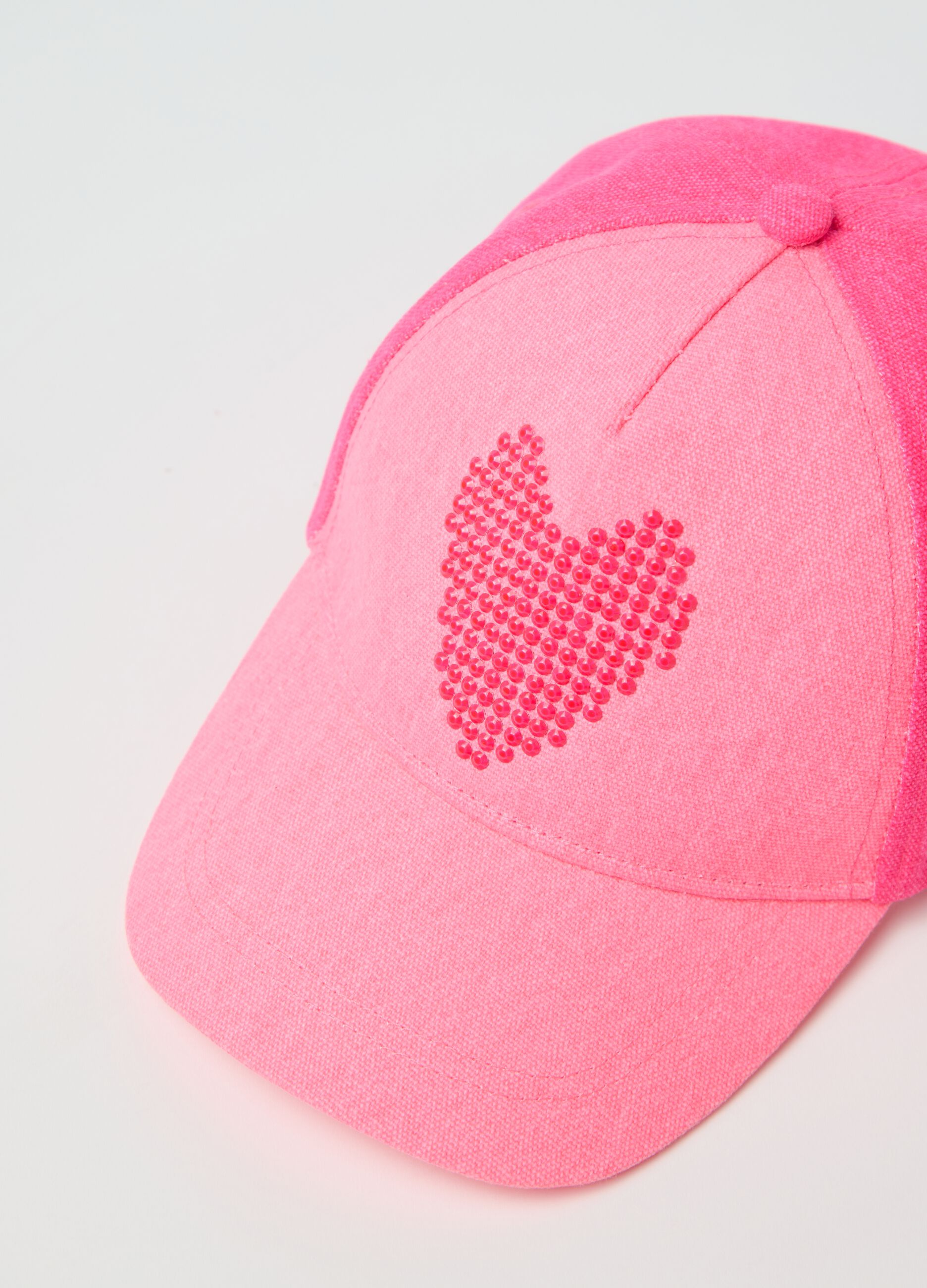 Pink baseball cap with diamanté heart