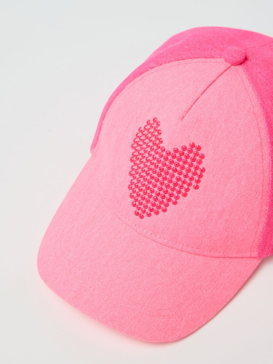 Pink baseball cap with diamanté heart_1