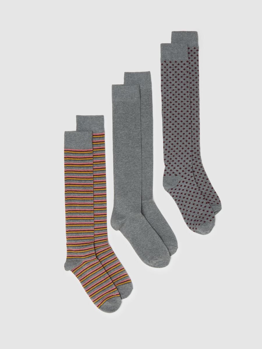 Tripack calze lunghe in misto cotone multicolor elasticizzate_0