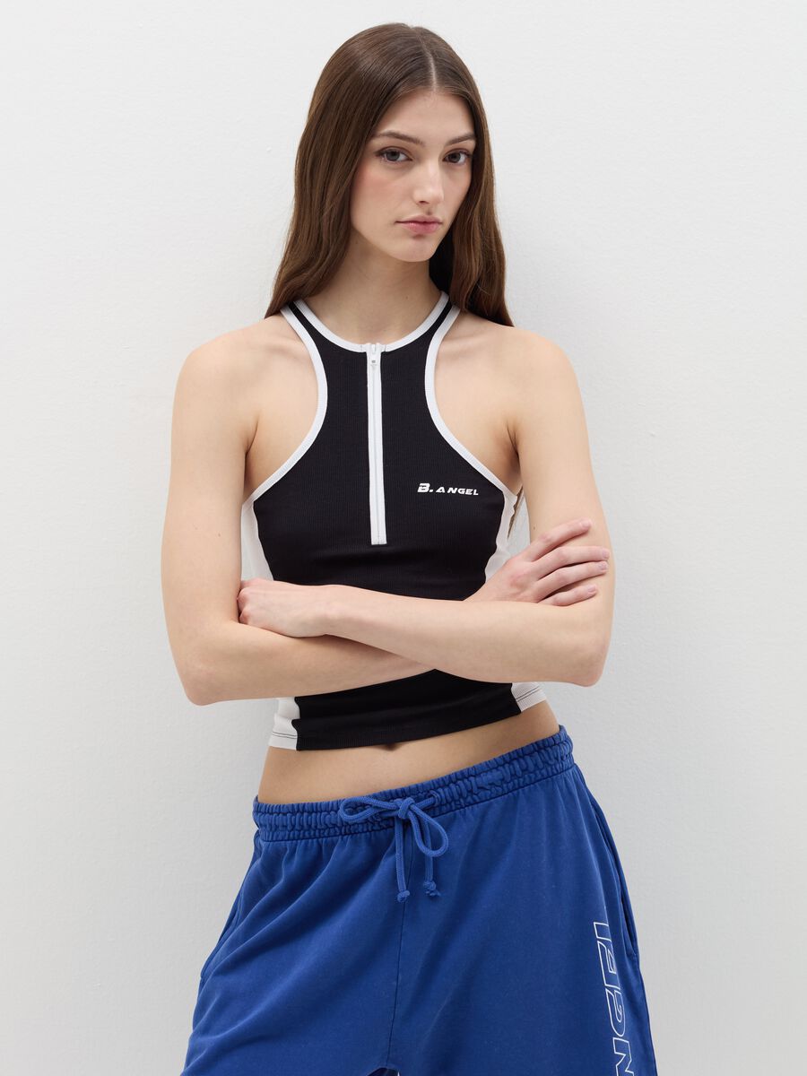 B.ANGEL X THE SEA BEYOND cropped tank top with zip_0