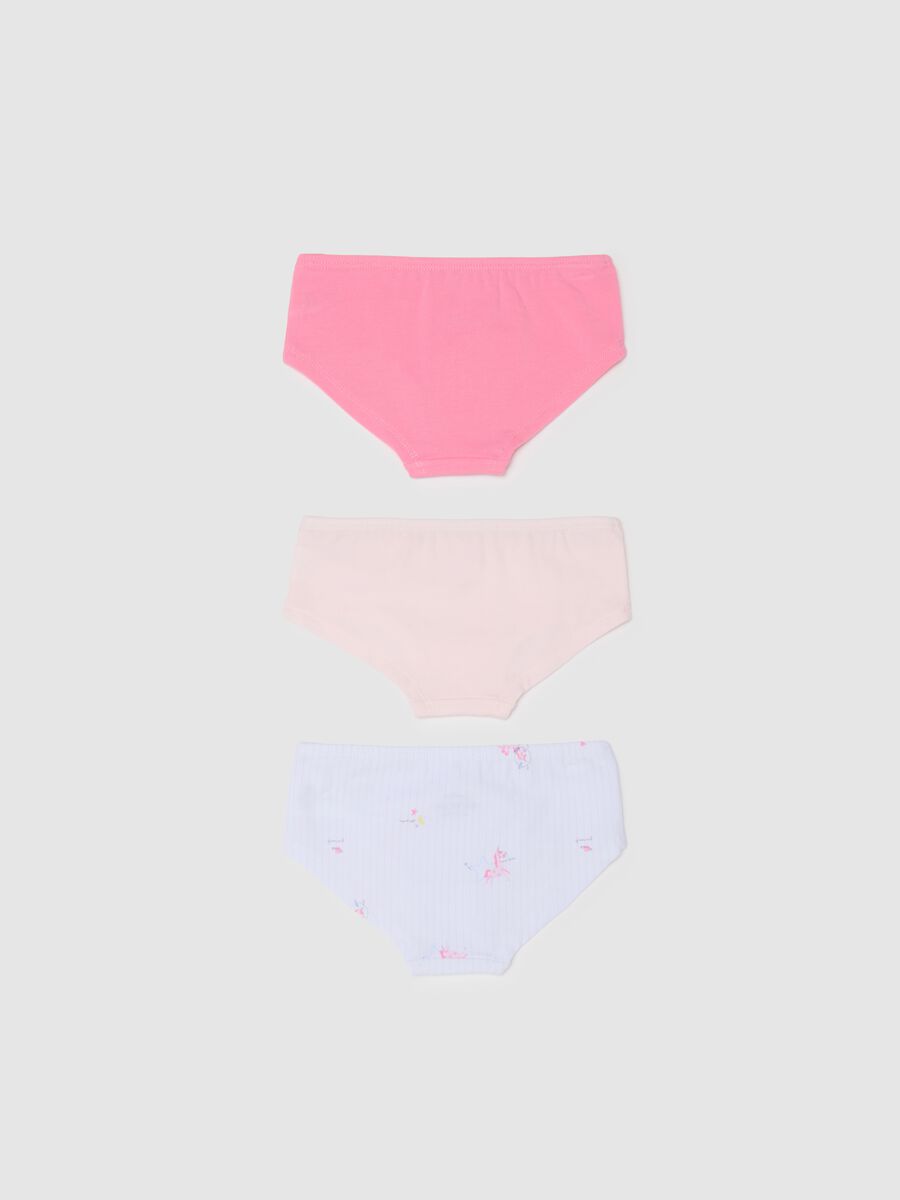 Set of 3 girl's multicolour elasticated cotton briefs_1