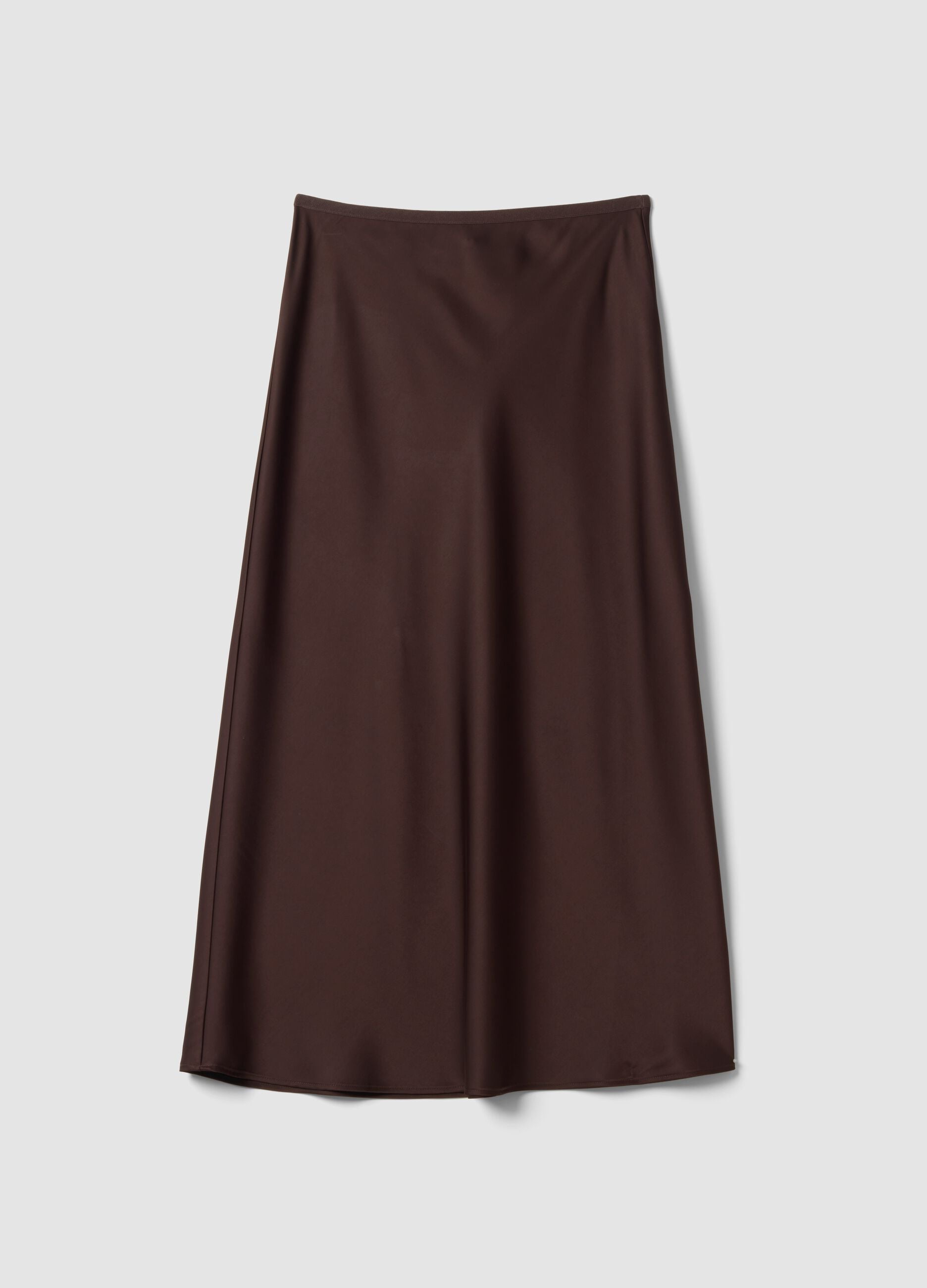 Brown satin maxi skirt with elasticated waistband