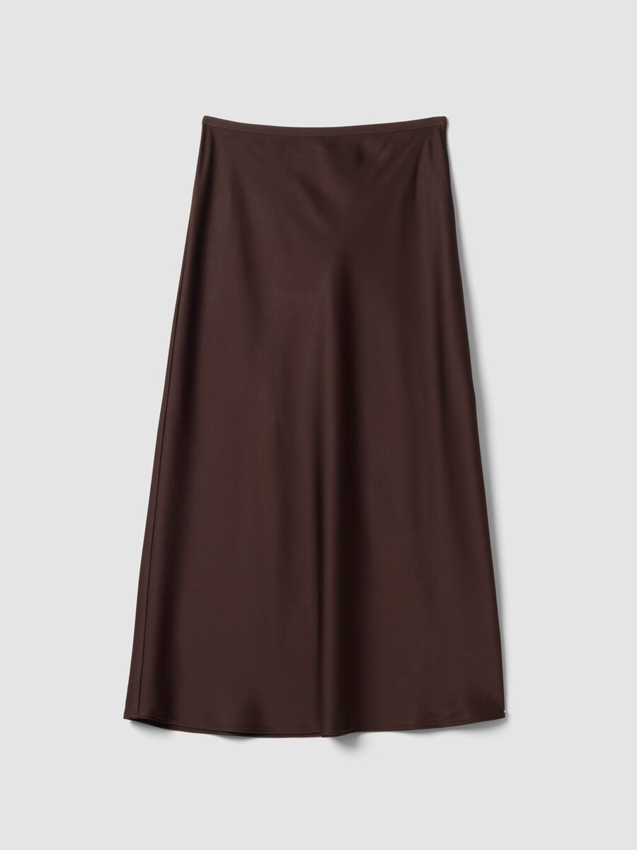 Brown satin maxi skirt with elasticated waistband_4