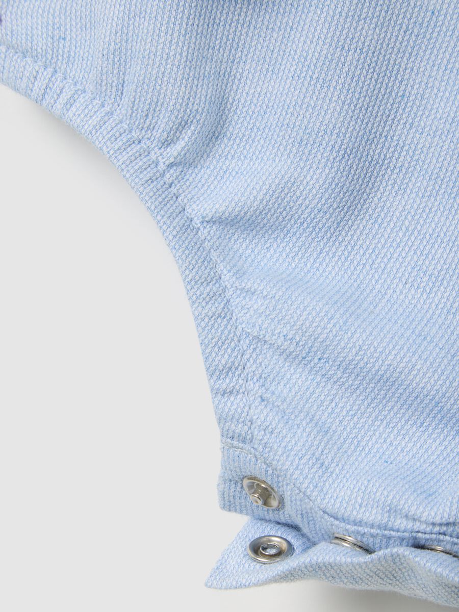 Newborn baby bodysuit in pure blue cotton_3