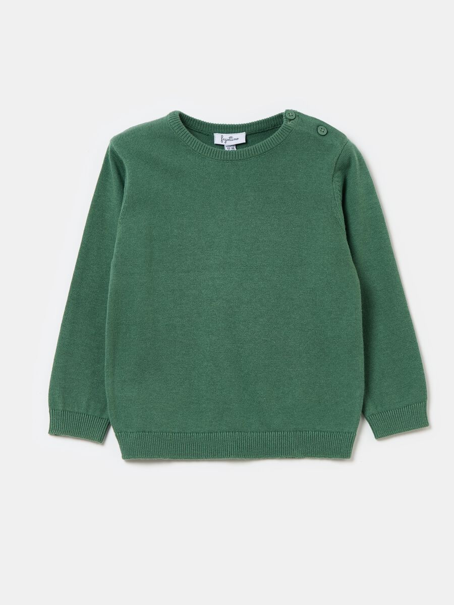 Pullover in maglia di cotone tinta unita_0