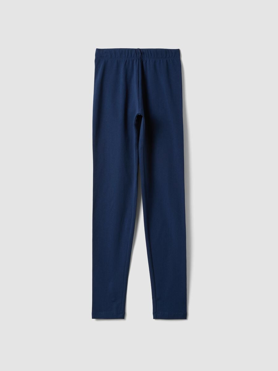 Girls&rsquo; blue skinny leggings in stretch organic cotton_3